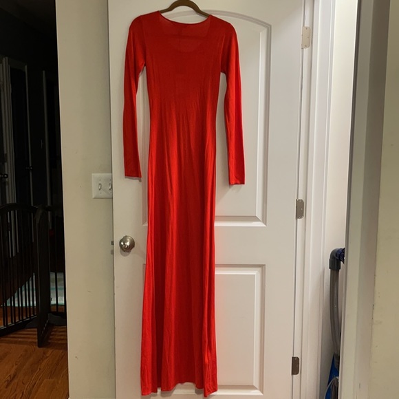 BCBG Max Azria small orange knit long with cut on top dress NWT - Picture 5 of 7